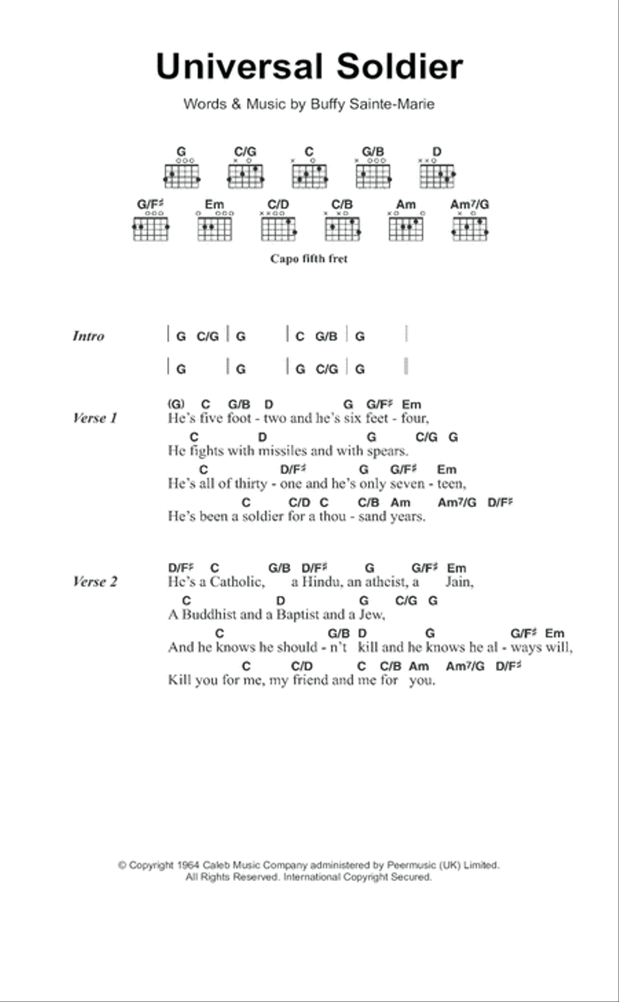 The Universal Soldier Acoustic Guitar scores gallery preview page 1