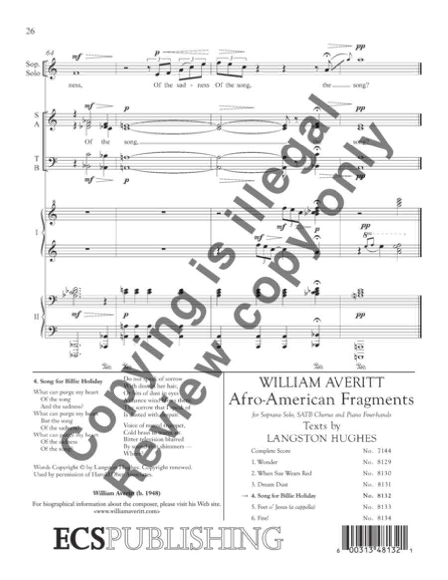 Afro-American Fragments: 4. Song for Billie Holiday 4-Part scores gallery preview page 25