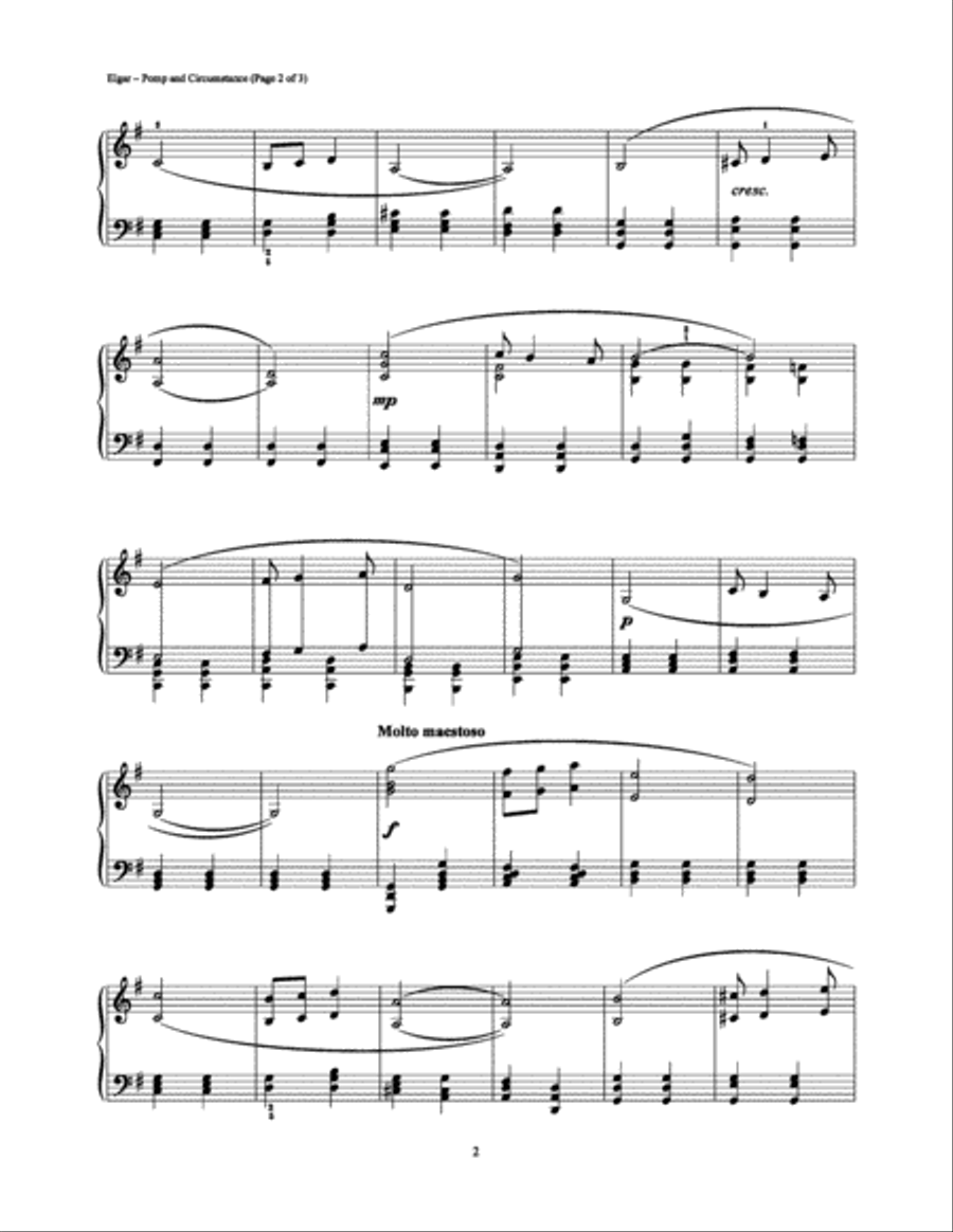 Pomp and Circumstance Easy Piano scores gallery preview page 2