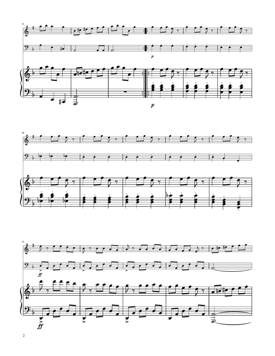 Carol of The Bells - Trumpet and Trombone Duet Brass Duet scores gallery preview page 2