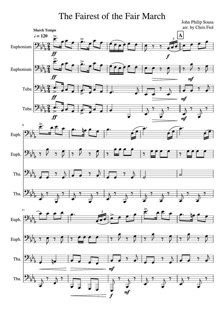The Fairest of the Fair March Brass Quartet scores gallery preview page 1