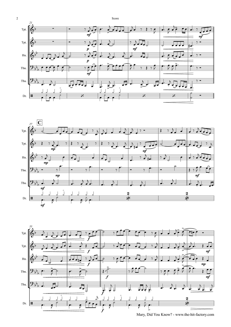 Mary, Did You Know? Brass Ensemble scores gallery preview page 2