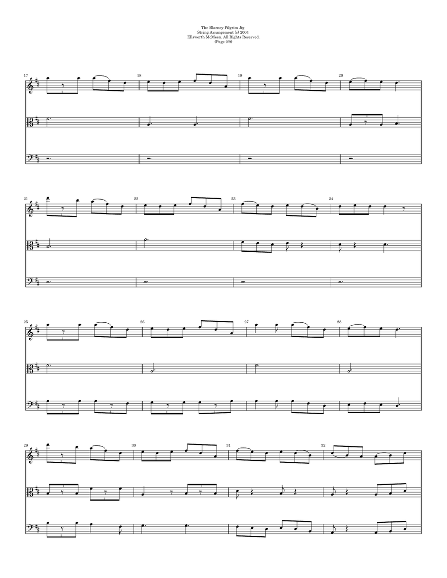 Blarney Pilgrim Jig for Classical String Trio (Violin, Viola, and Cello) String Quartet scores gallery preview page 5