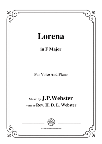 J. P. Webster-Lorena,in F Major,for Voice and Piano image number null