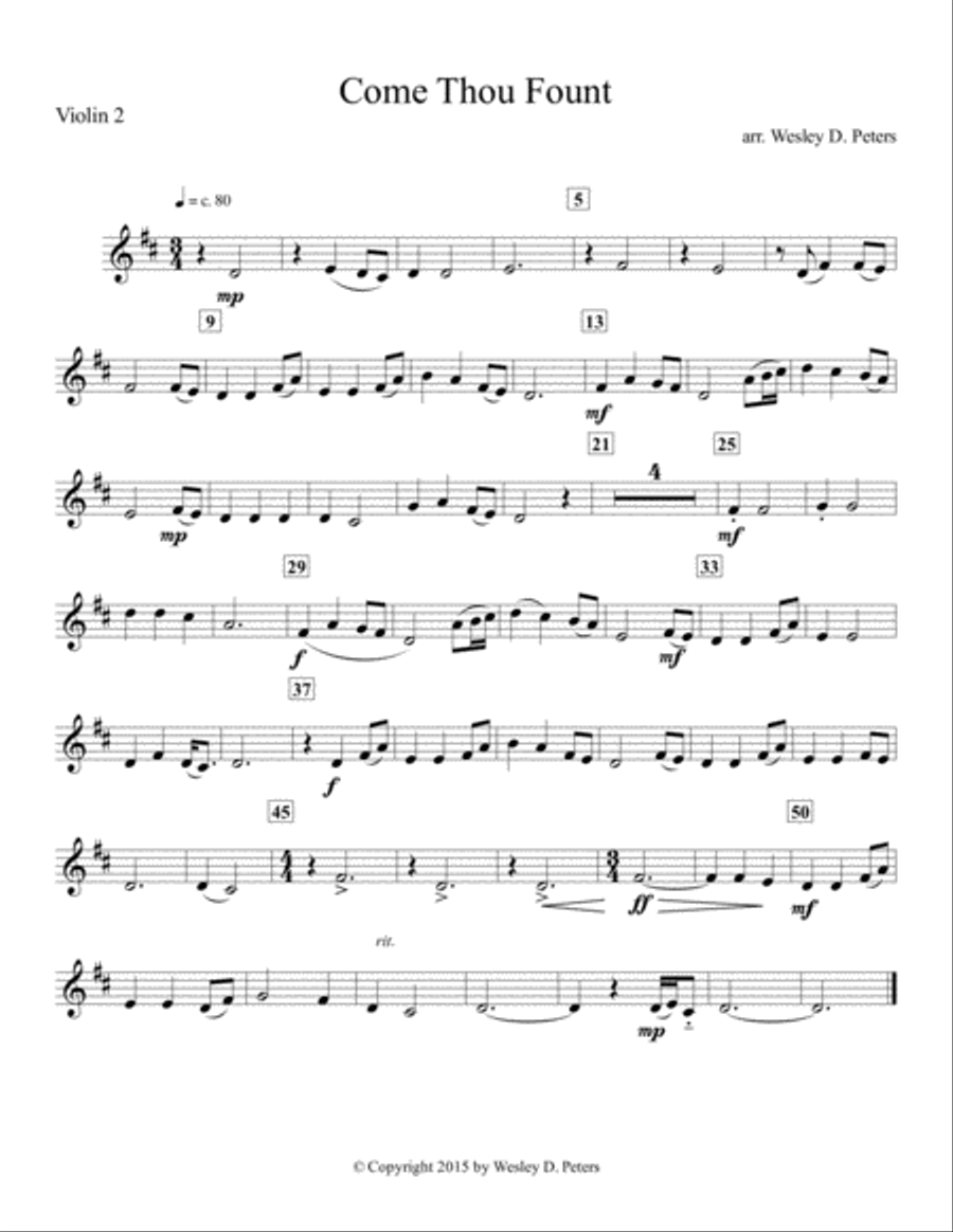 Come Thou Fount of Every Blessing (String Quartet) String Quartet scores gallery preview page 3