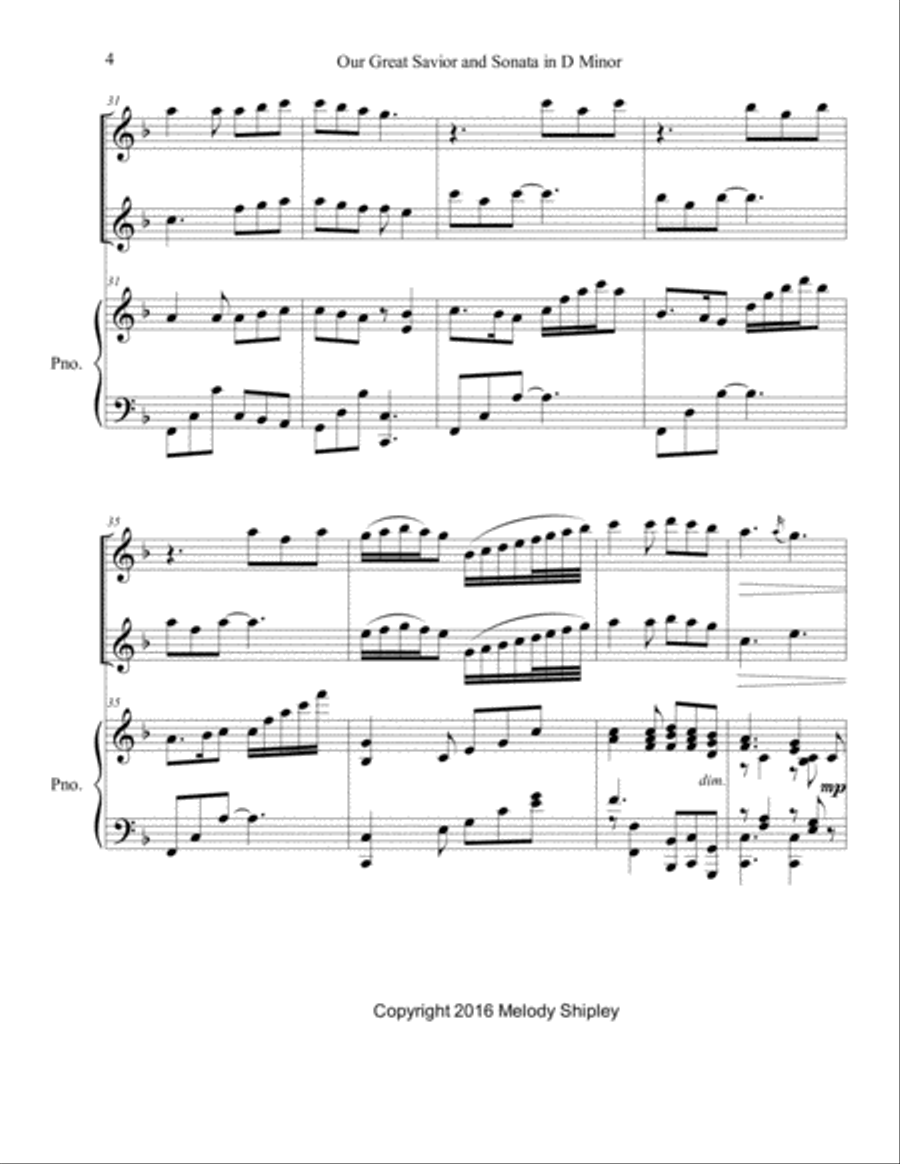 Our Great Savior and Sonata in D Minor, K. 9 Woodwind Ensemble scores gallery preview page 5