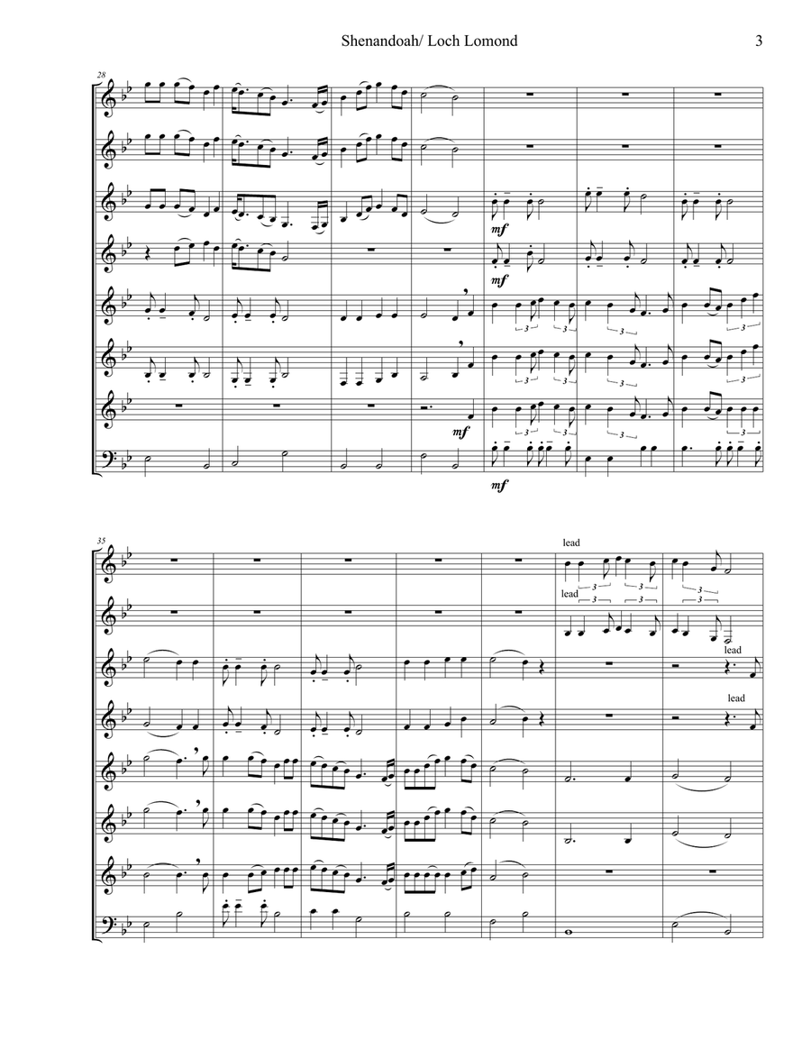 Shenandoah/ Loch Lomond Small Ensemble scores gallery preview page 4