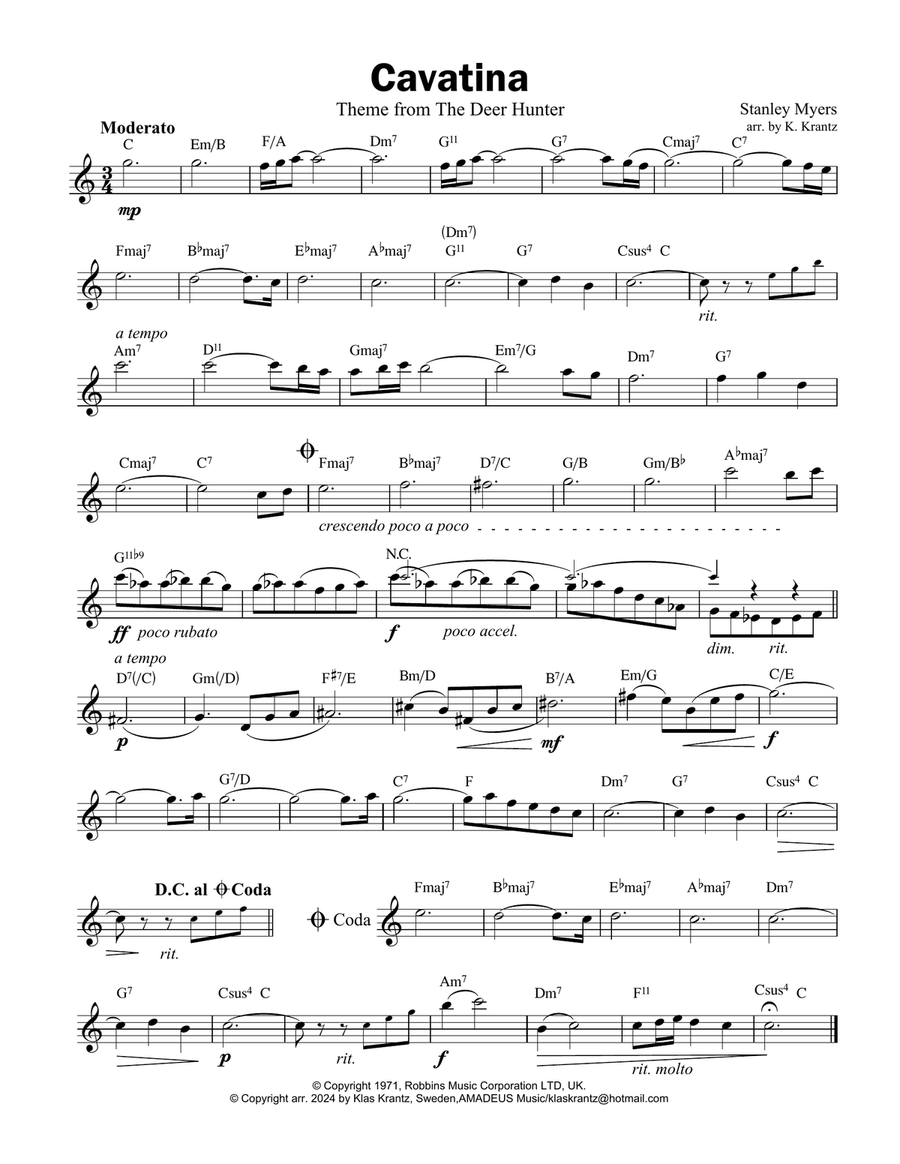 Cavatina Piano scores gallery preview page 1
