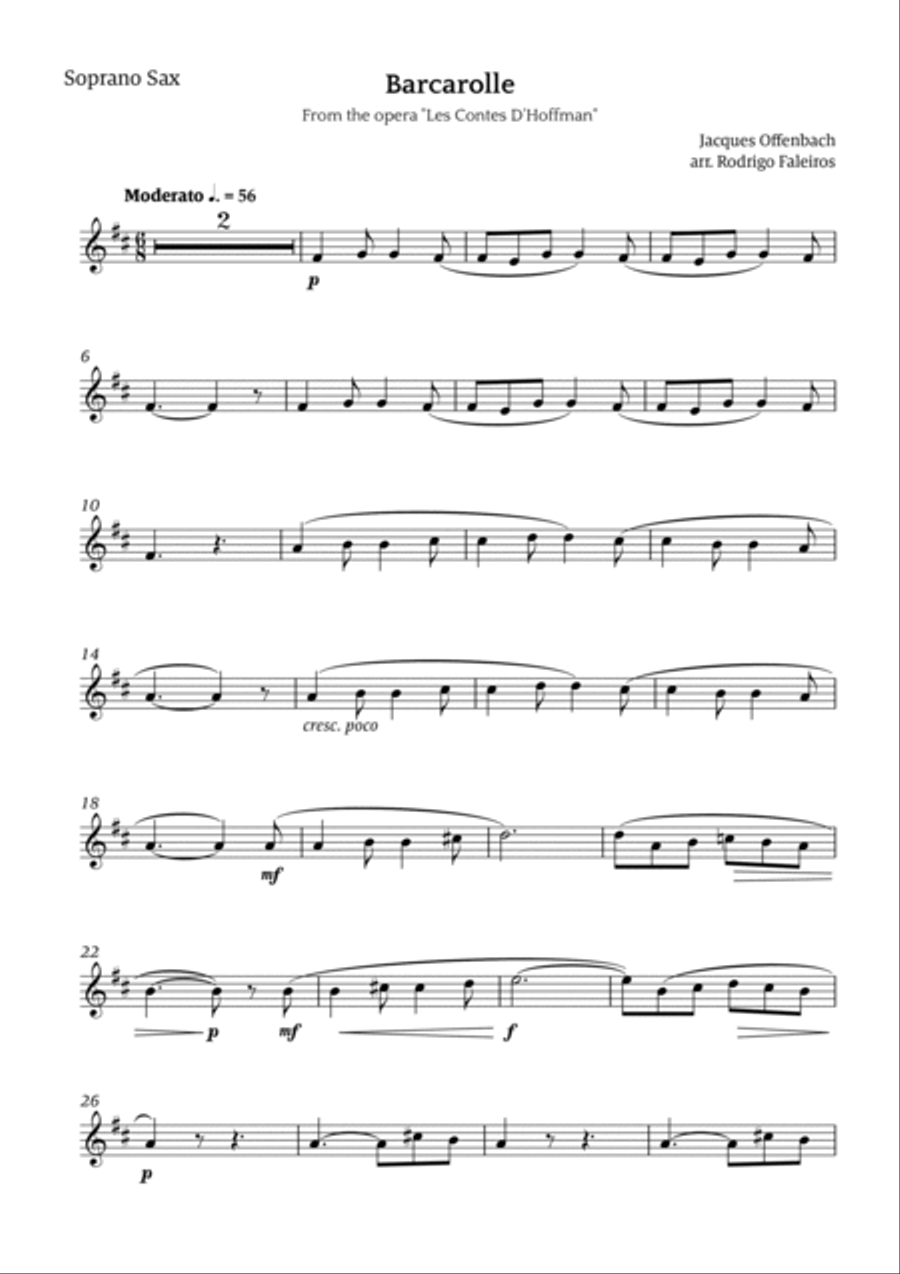 Barcarolle - Belle Nuit, O Nuit D'Amour Saxophone Quartet scores gallery preview page 6