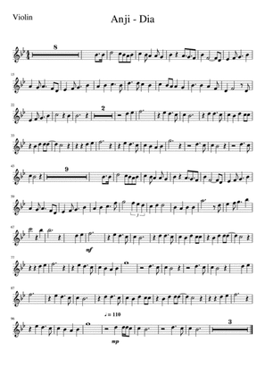 Anji - Dia (Simple Violin Sheet Music)