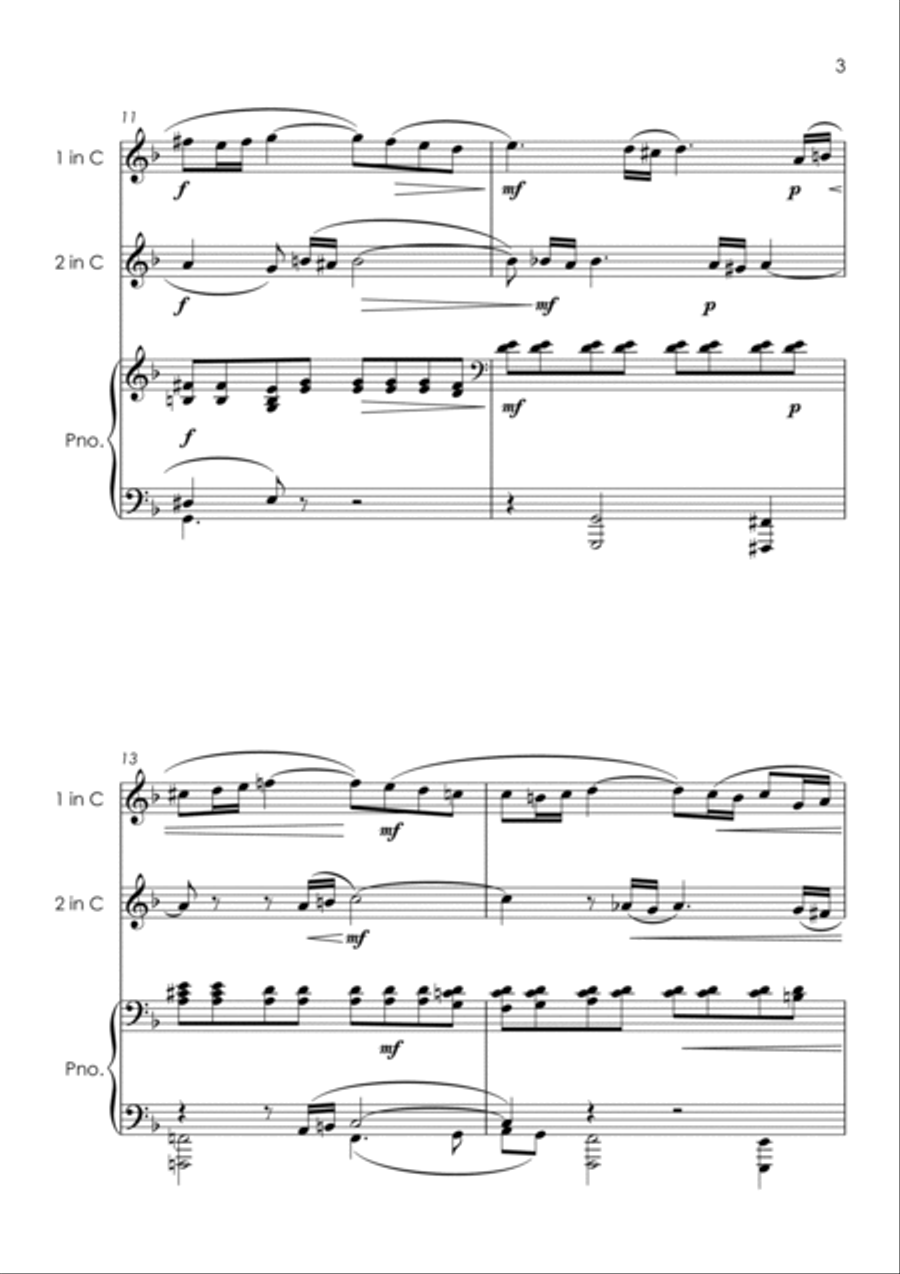 Vocalise (Rachmaninoff) - alto and tenor sax duet and piano with FREE BACKING TRACK Tenor Saxophone scores gallery preview page 4
