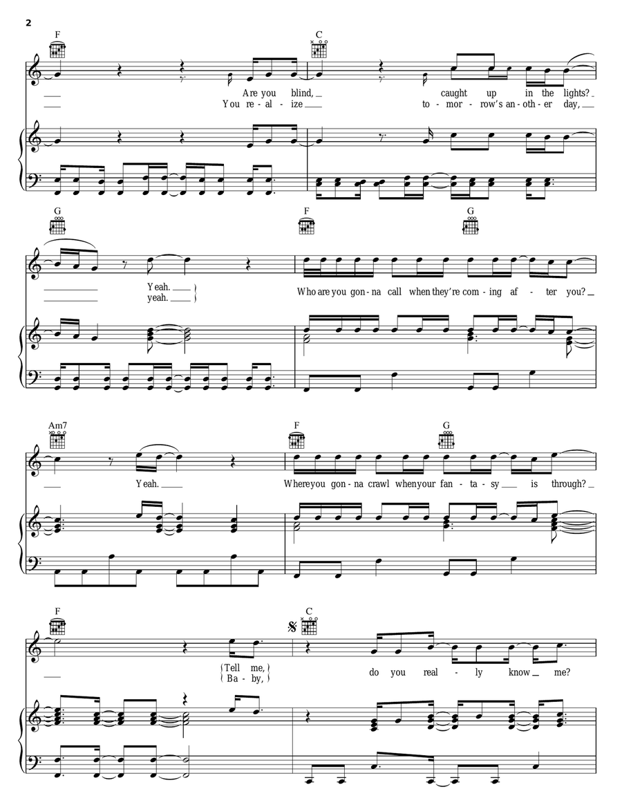 You're Not Alone Piano, Vocal, Guitar scores gallery preview page 2