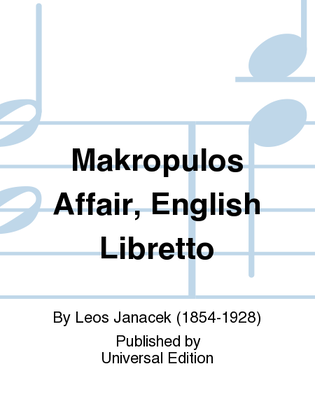 Book cover for Makropulos Affair, English Libretto