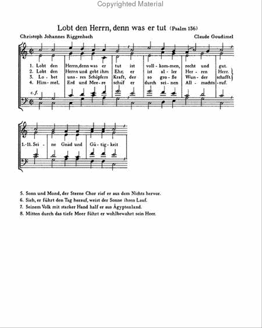 Goudimel: Lobt den Herrn; Schutz: Lobt Gott von Herzensgrund Score scores gallery preview page 2