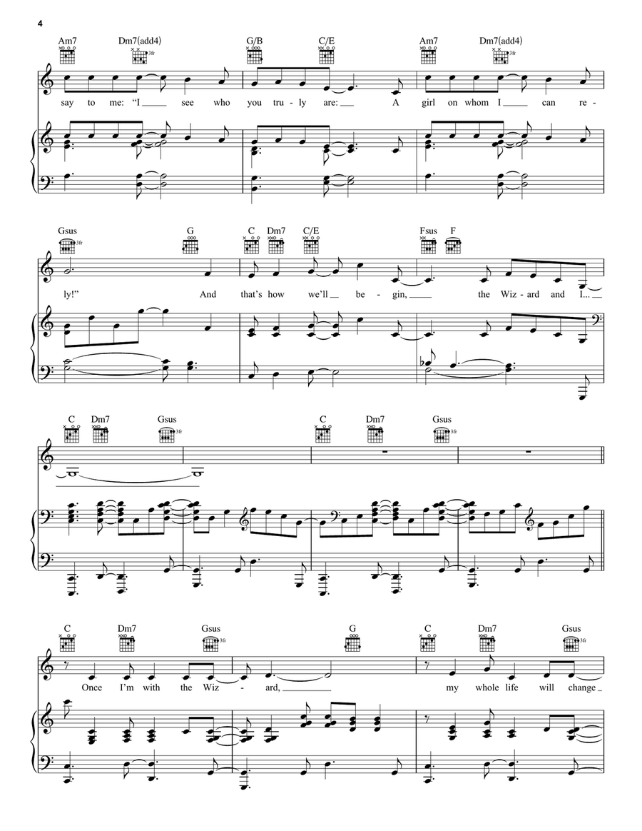 The Wizard And I (from Wicked) Piano, Vocal, Guitar scores gallery preview page 4