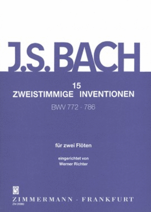 Book cover for 15 Two-Part Inventions BWV 772-786