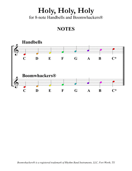 Holy, Holy, Holy (for 8-note Bells and Boomwhackers with Color Coded Notes) image number null