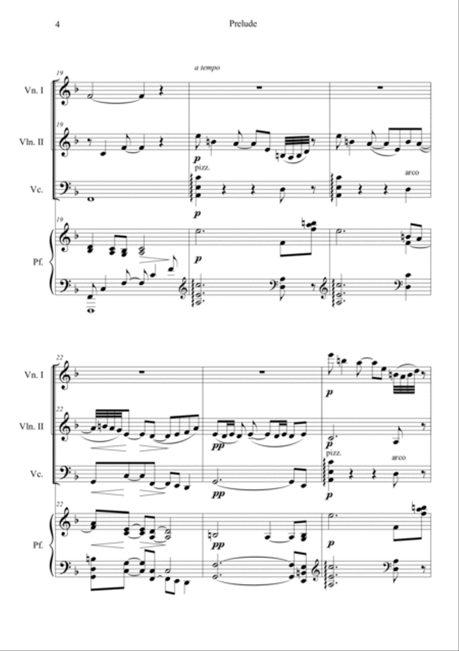 Prelude from Bergamasuqe Suite Piano Quartet scores gallery preview page 4