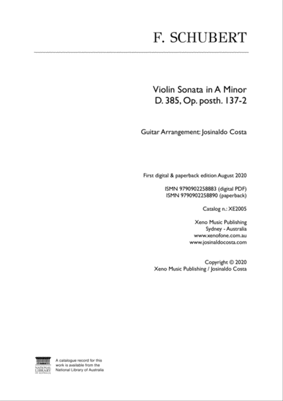 Schubert: Violin Sonata in A Minor D.385 - Guitar Arrangement String Duet scores gallery preview page 2