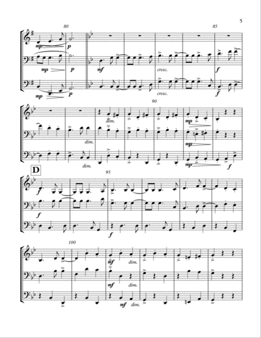 Scherzo from Terzetto Opus 74 by Antonin Dvořák Brass Ensemble scores gallery preview page 5