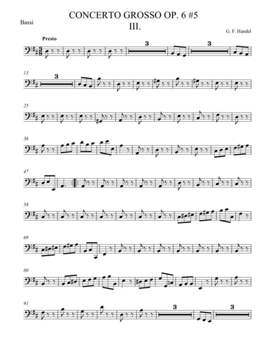 Concerto Grosso Op. 6 #5 Movement III
