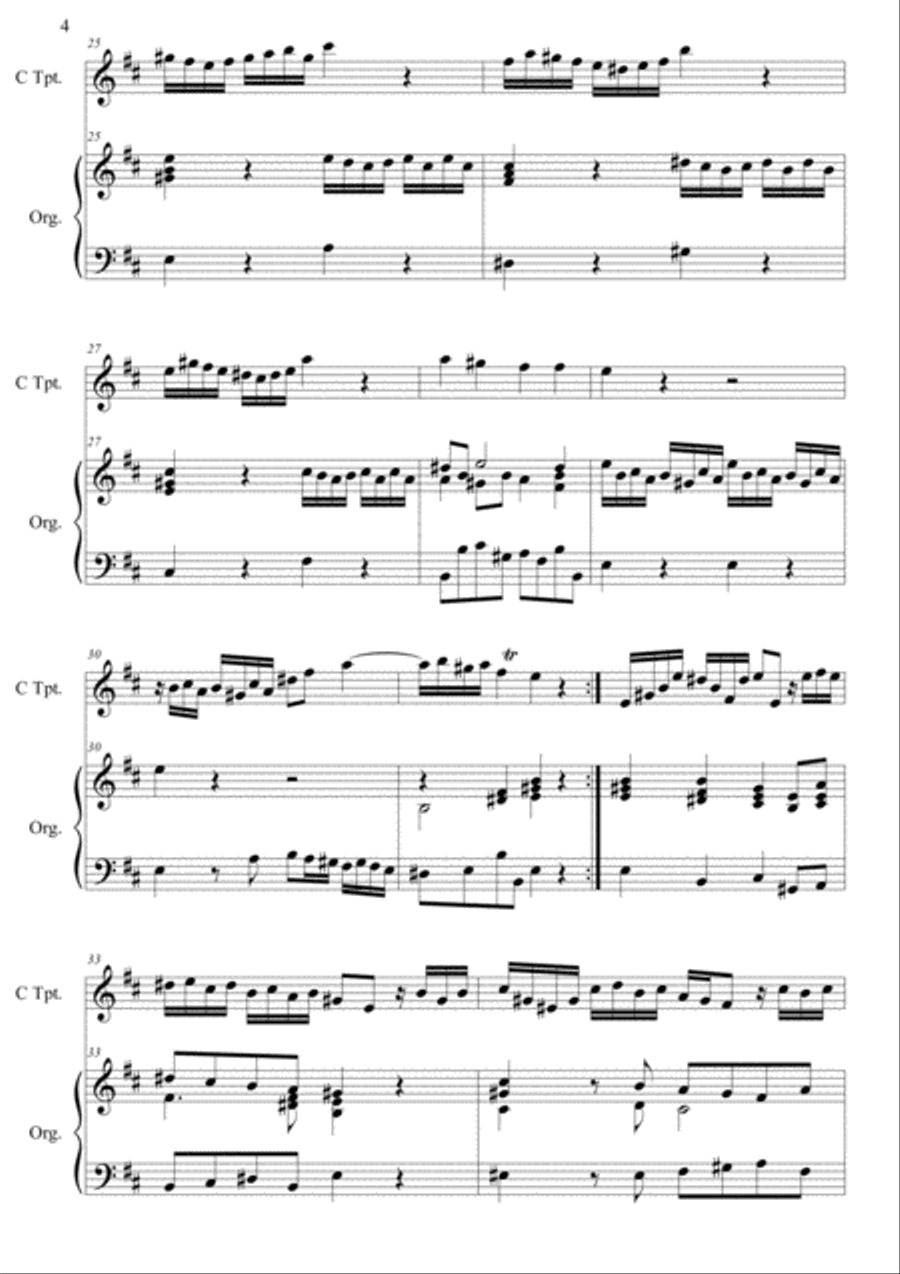 Sonata in D (originally in A) for Trumpet and Organ. Trumpet Duet scores gallery preview page 5