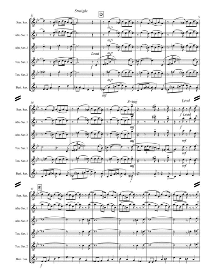 A Night In Tunisia Saxophone Quintet scores gallery preview page 4
