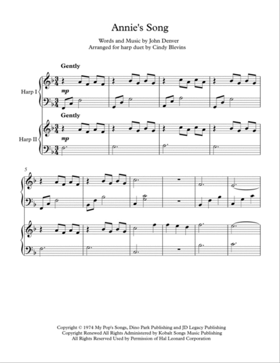 Annie's Song Harp scores gallery preview page 2