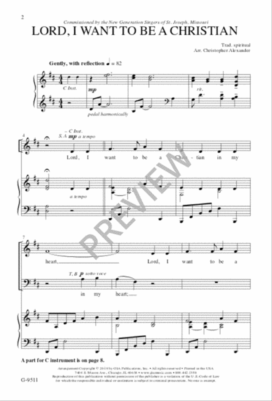 Lord, I Want to Be a Christian 4-Part scores gallery preview page 2