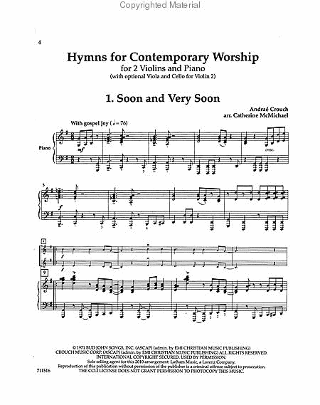 Hymns for Contemporary Worship for 2 Violins and Piano image number null
