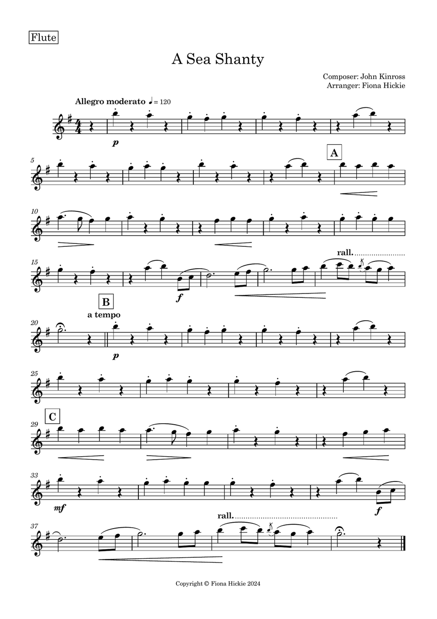 A Sea Shanty A Sea Shanty Woodwind Quartet scores gallery preview page 6