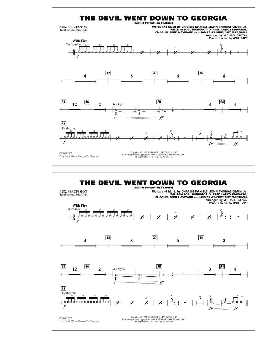 The Devil Went Down to Georgia - Aux Percussion Marching Band scores gallery preview page 1