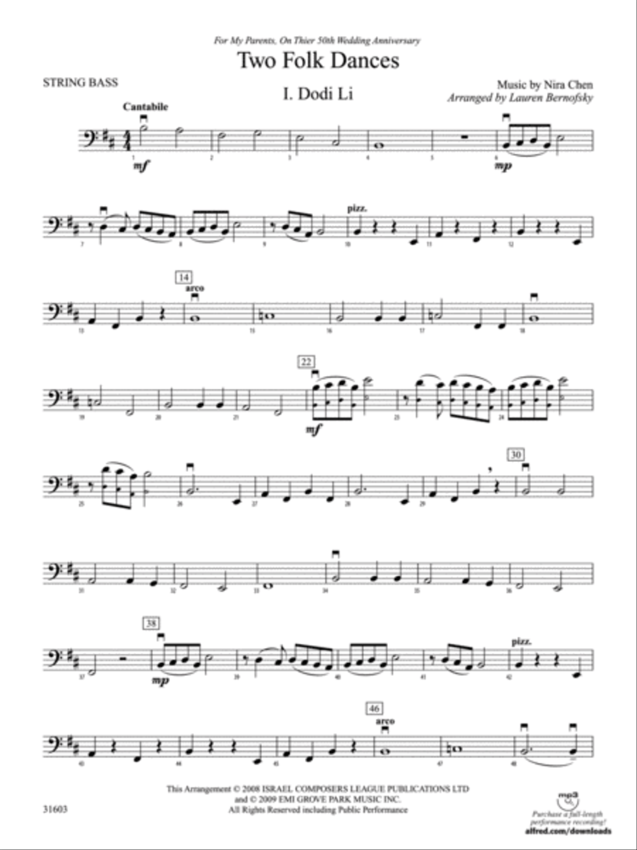 Two Folk Dances: String Bass String Orchestra scores gallery preview page 1