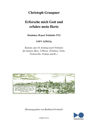Book cover for Graupner Christoph Cantata Erforsche mich Gott und erfahre mein Hertz GWV 1159/12a