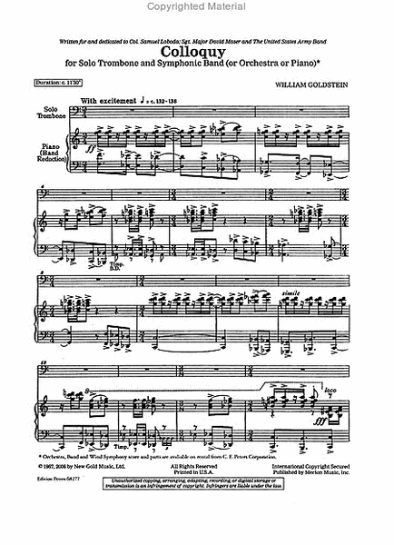 Colloquy (Edition for Trombone and Piano)