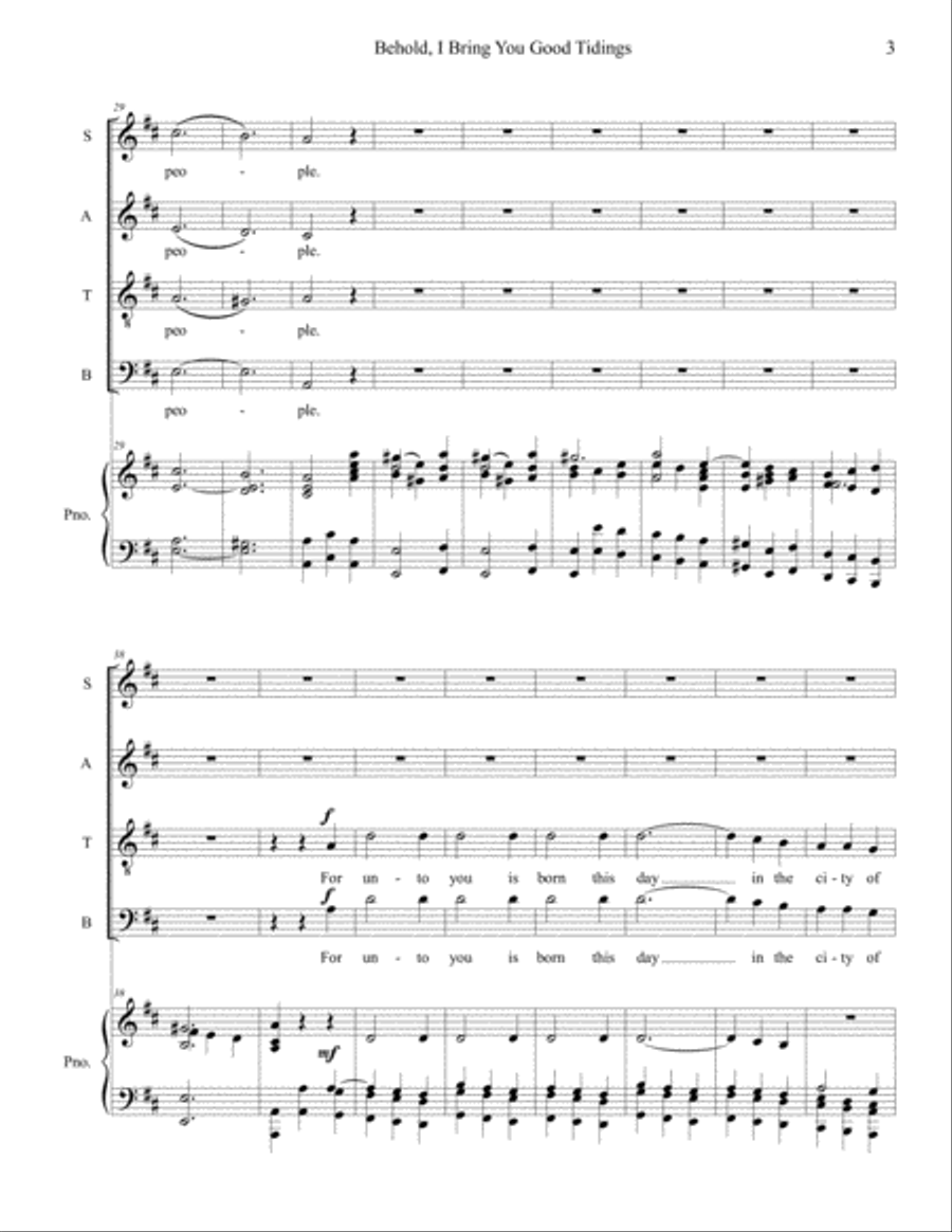 Behold, I Bring You Good Tidings 4-Part scores gallery preview page 3