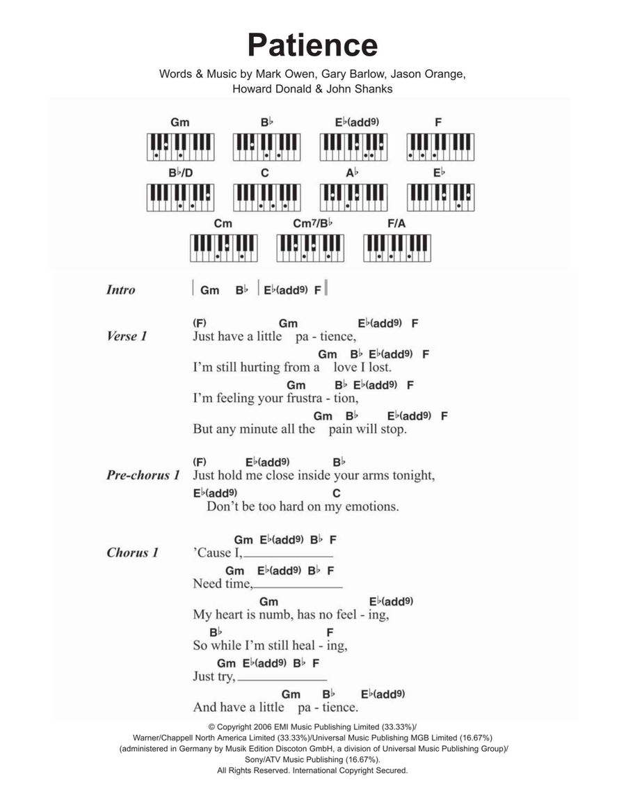 Patience Piano scores gallery preview page 1