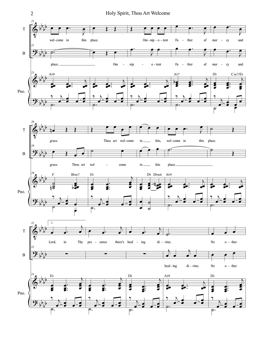 Holy Spirit, Thou Art Welcome Vocal Duet scores gallery preview page 2