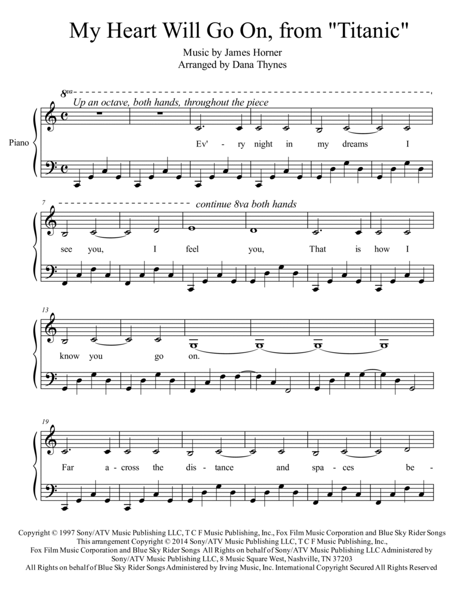 My Heart Will Go On (love Theme From 'titanic') Piano Solo scores gallery preview page 1