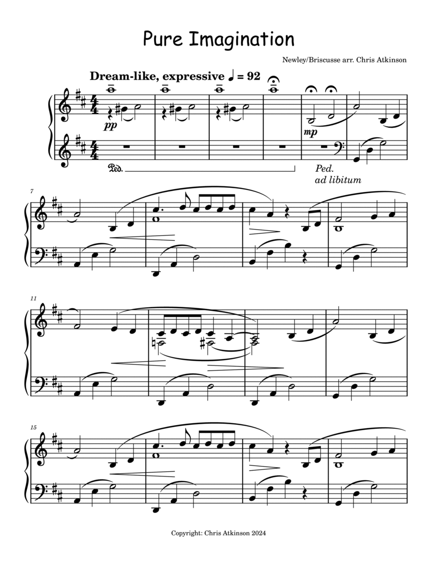 Pure Imagination Piano Solo scores gallery preview page 1