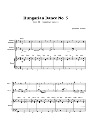 Hungarian Dance No. 5 by Brahms for Baritone Sax Duet with Piano