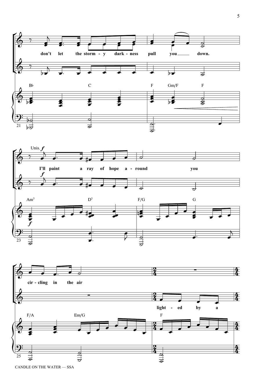 Candle On The Water (from Pete's Dragon) (arr. Ed Lojeski) SSA scores gallery preview page 4