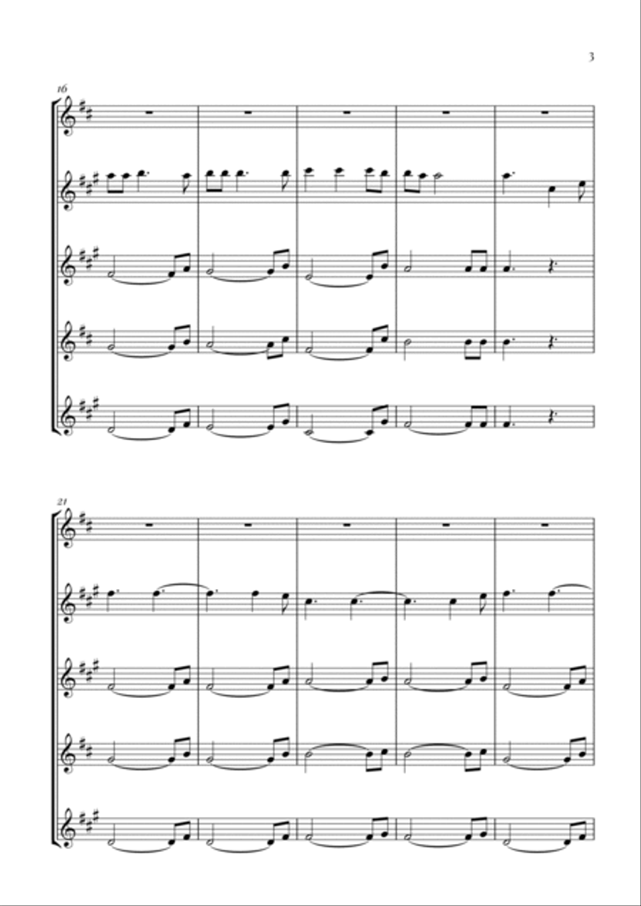 Hallelujah Saxophone Quintet scores gallery preview page 3