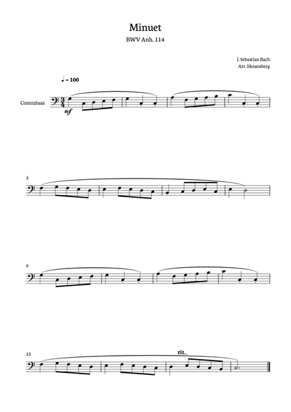 Minuet - Bach for Contrabass solo image number null