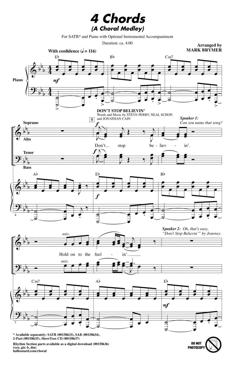 4 Chords (A Choral Medley) 4-Part scores gallery preview page 1