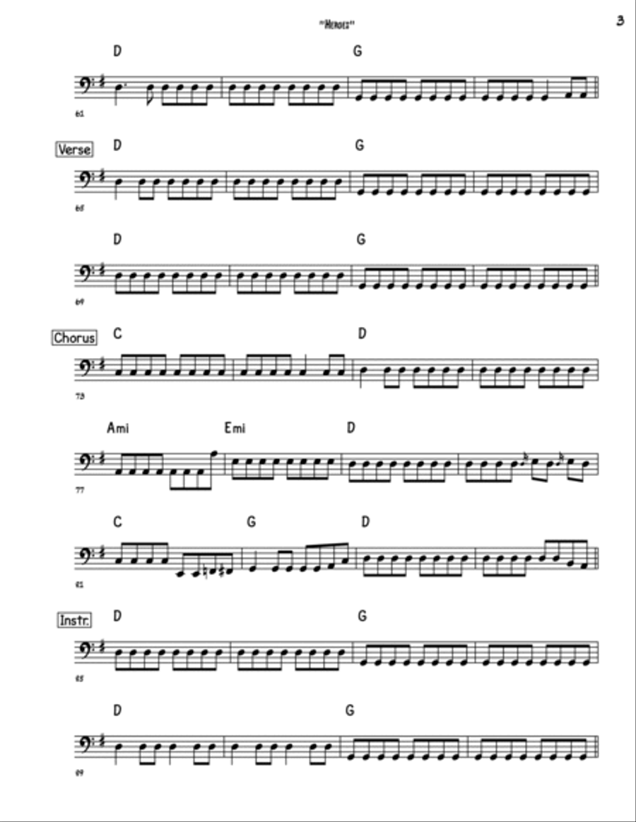 Heroes Bass Guitar scores gallery preview page 3