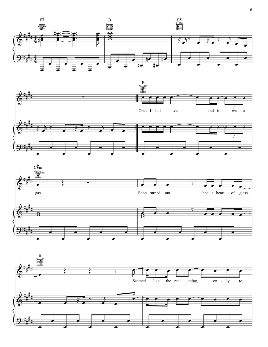 Heart Of Glass Heart Of Glass Piano, Vocal, Guitar scores gallery preview page 5