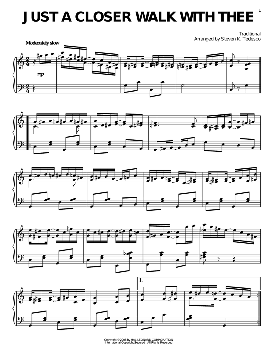 Just A Closer Walk With Thee [Ragtime version] Piano Solo scores gallery preview page 1