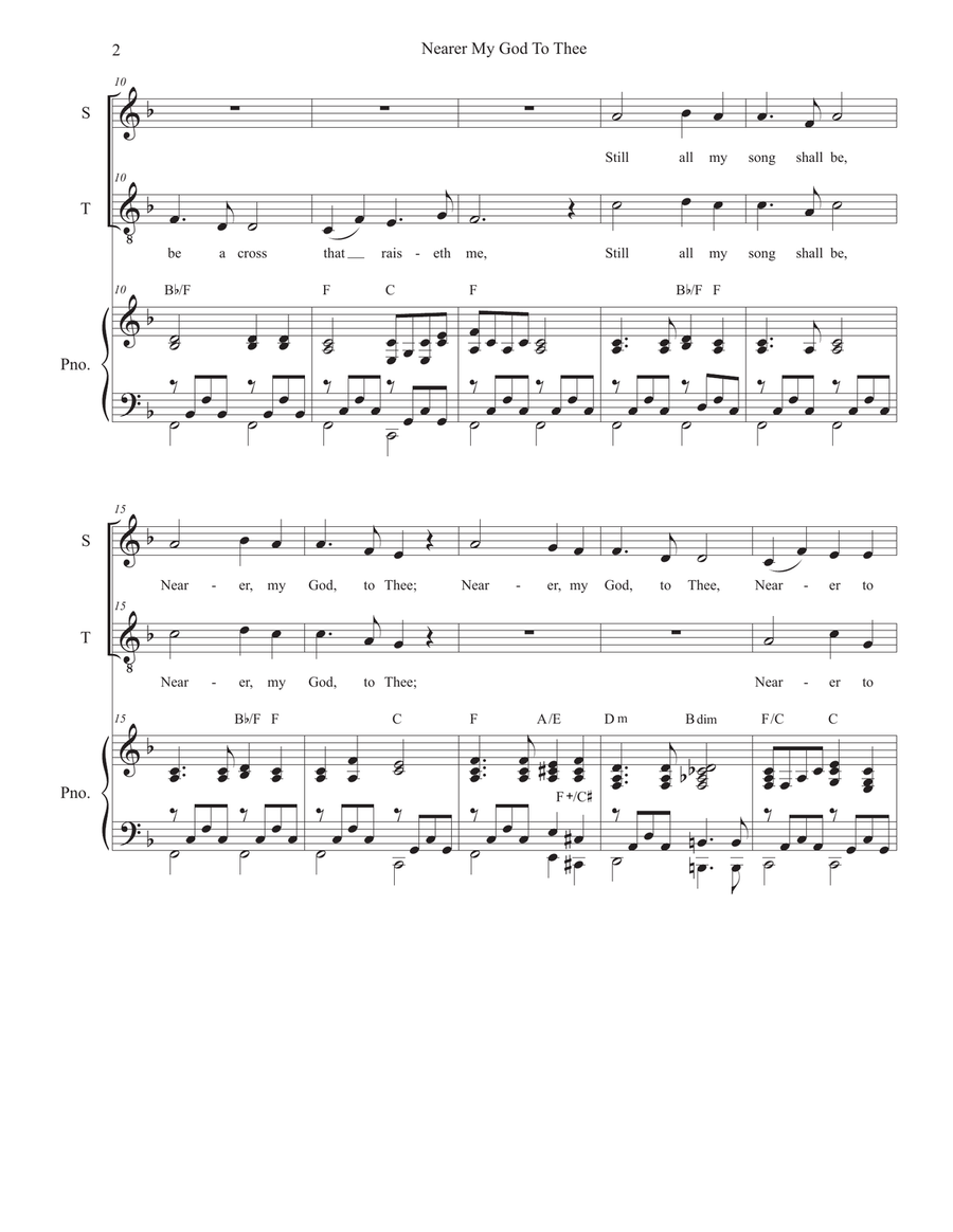 Nearer My God To Thee (Duet for Soprano and Tenor solo - Medium Key) Tenor Voice scores gallery preview page 2