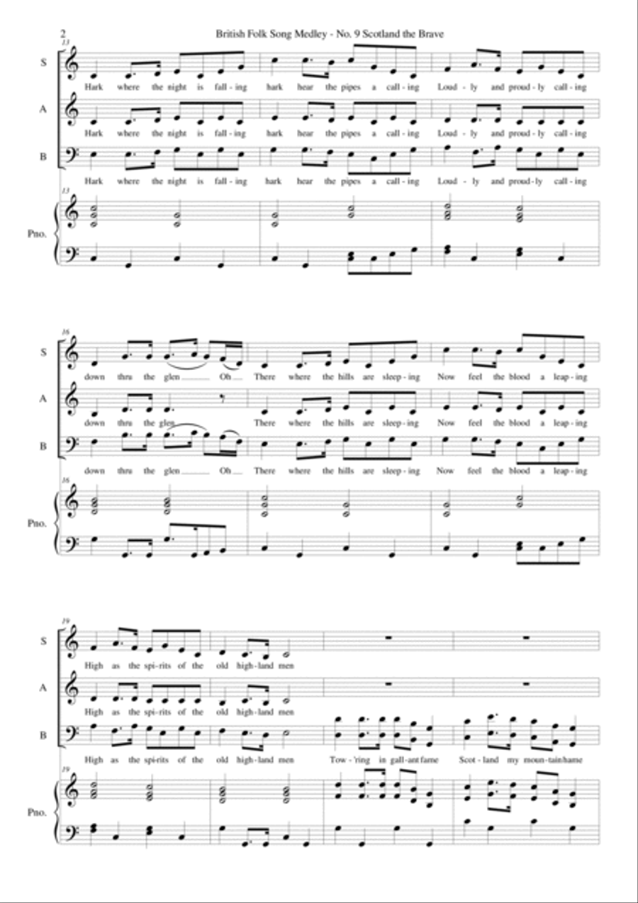 Scotland the brave for SAB choir and piano 3-Part scores gallery preview page 2